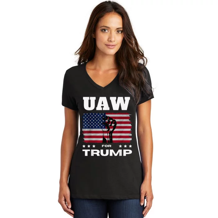 United Auto Workers For Donald Trump Uaw 2024 Election Women's V-Neck T-Shirt