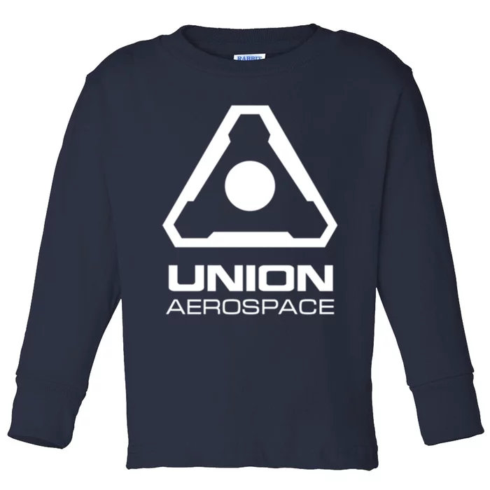 Union Aerospace White Corner Print Toddler Long Sleeve Shirt