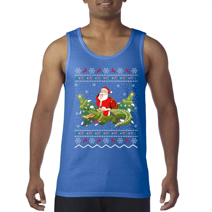 Ugly Alligator Xmas Gift Santa Riding Alligator Christmas Cool Gift Tank Top