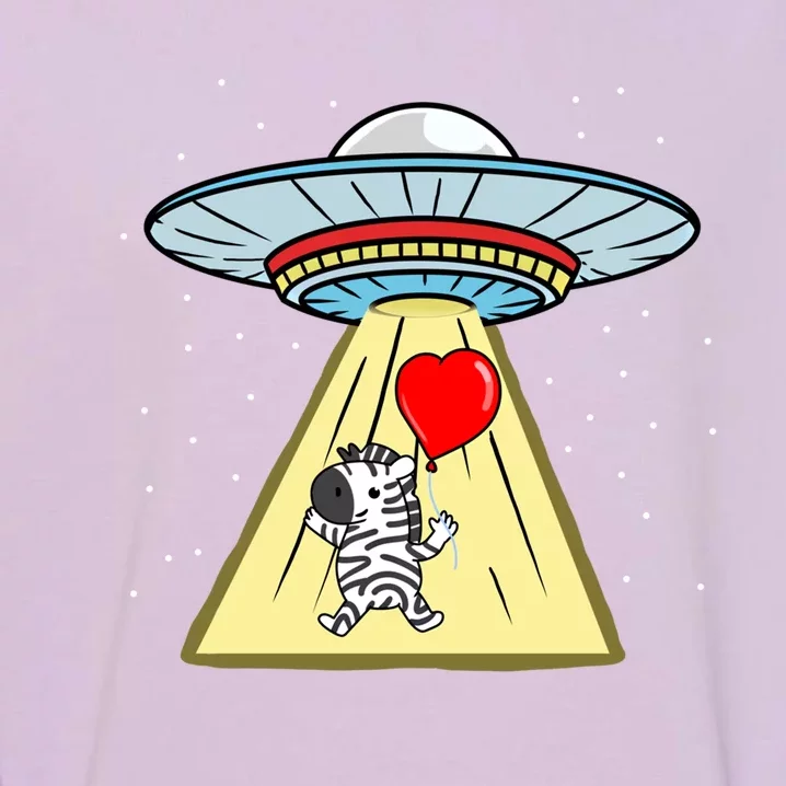 Ufo Abduction Zebra Valentines Day Great Gift Garment-Dyed Sweatshirt