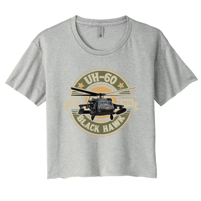 Uh60 Blackhawk Assault Helicopter Pilot Aviation Gift Women's Crop Top Tee