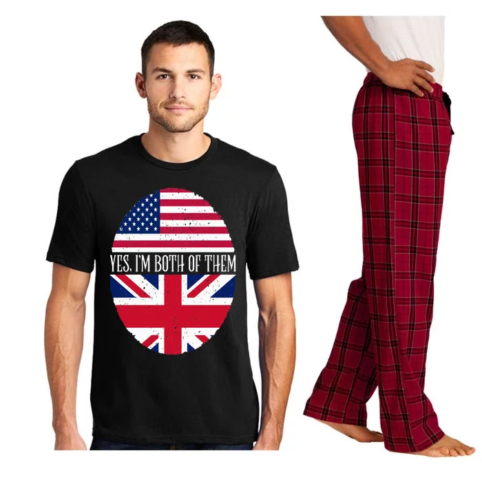 UK British American Flags Yes I'm Both Of Them Pajama Set