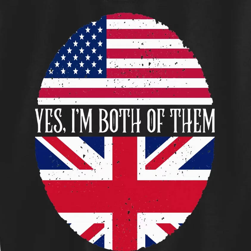 UK British American Flags Yes I'm Both Of Them Kids Sweatshirt