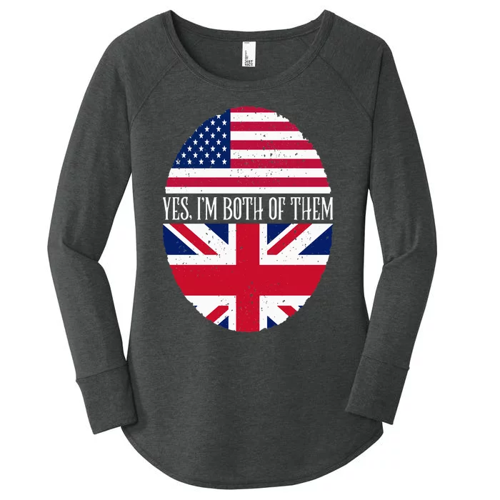 UK British American Flags Yes I'm Both Of Them Women's Perfect Tri Tunic Long Sleeve Shirt