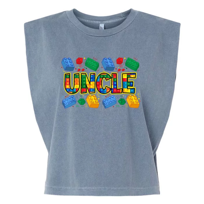 Uncle Brick Builder Funny Uncles Blocks Master Builder Garment-Dyed Women's Muscle Tee