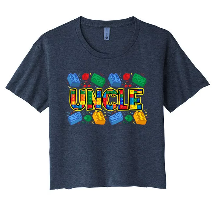 Uncle Brick Builder Funny Uncles Blocks Master Builder Women's Crop Top Tee