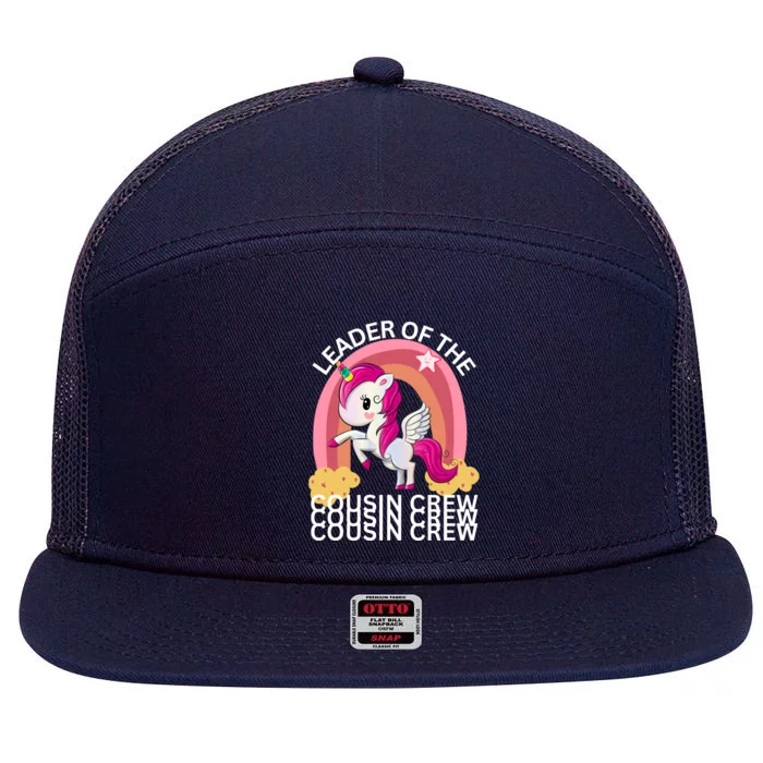 Unicorn Best Cousin Crew Christmas Leader Of The Cousin Crew Gift 7 Panel Mesh Trucker Snapback Hat