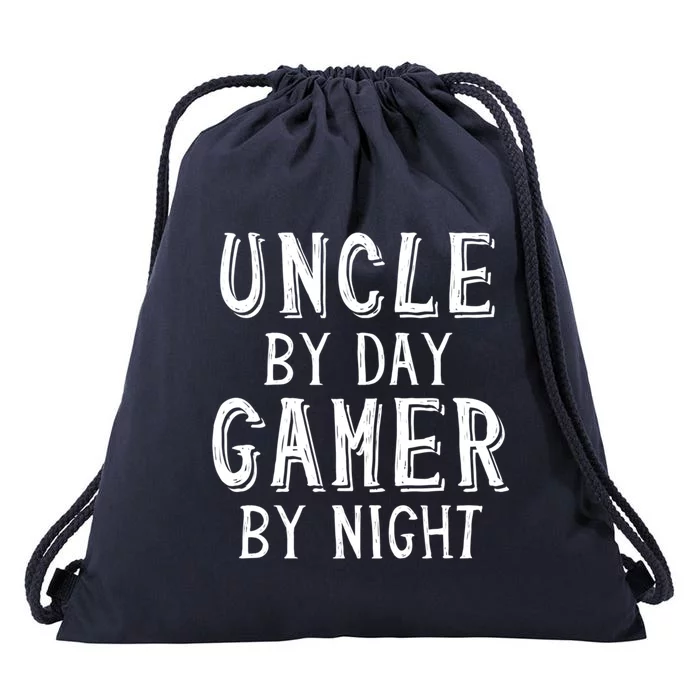 Uncle By Day Gamer By Night Nerd Geek Video Gamer Uncle Cool Gift Drawstring Bag