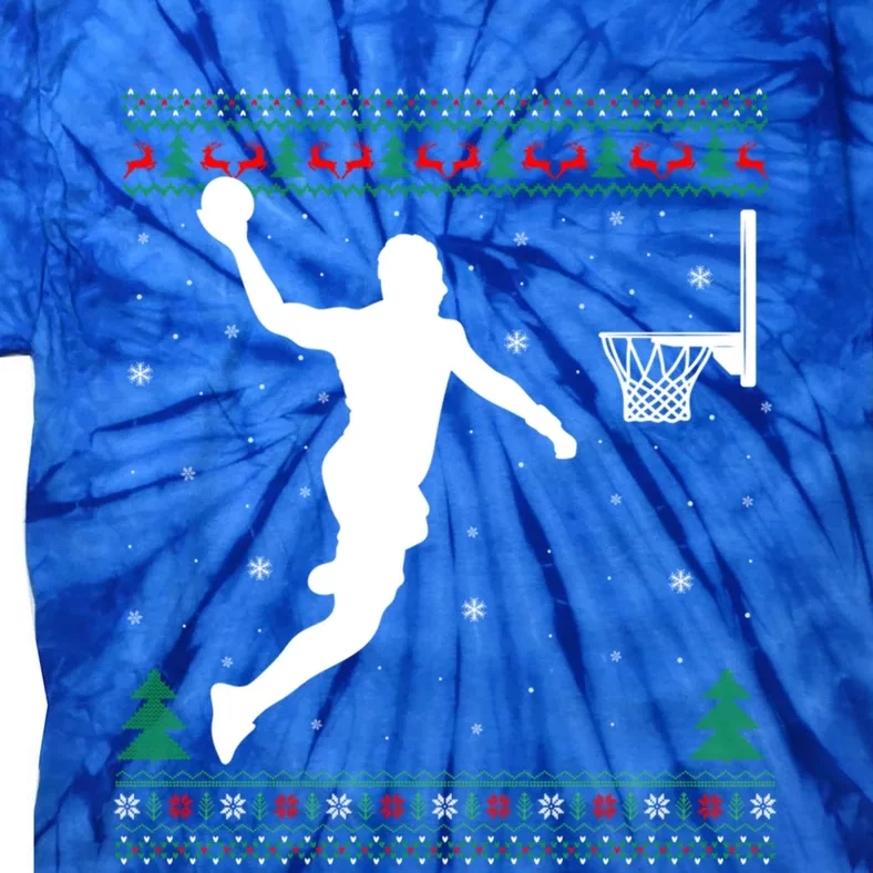 Ugly Basketball Dunking Xmas Sweater Basketball Christmas Gift Tie-Dye T-Shirt