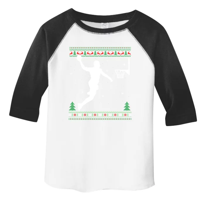 Ugly Basketball Dunking Xmas Sweater Basketball Christmas Gift Toddler Fine Jersey T-Shirt