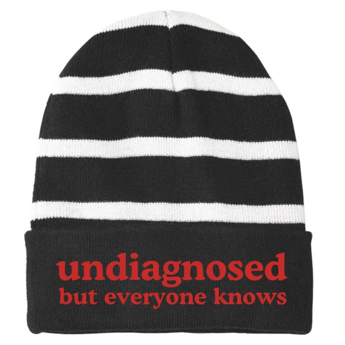 Undiagnosed But Everyone Knows Striped Beanie with Solid Band