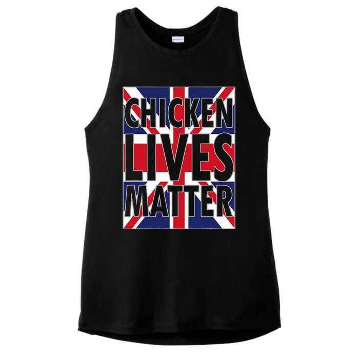 Uk British Flag England Chicken Lives Matter Ladies Tri-Blend Wicking Tank