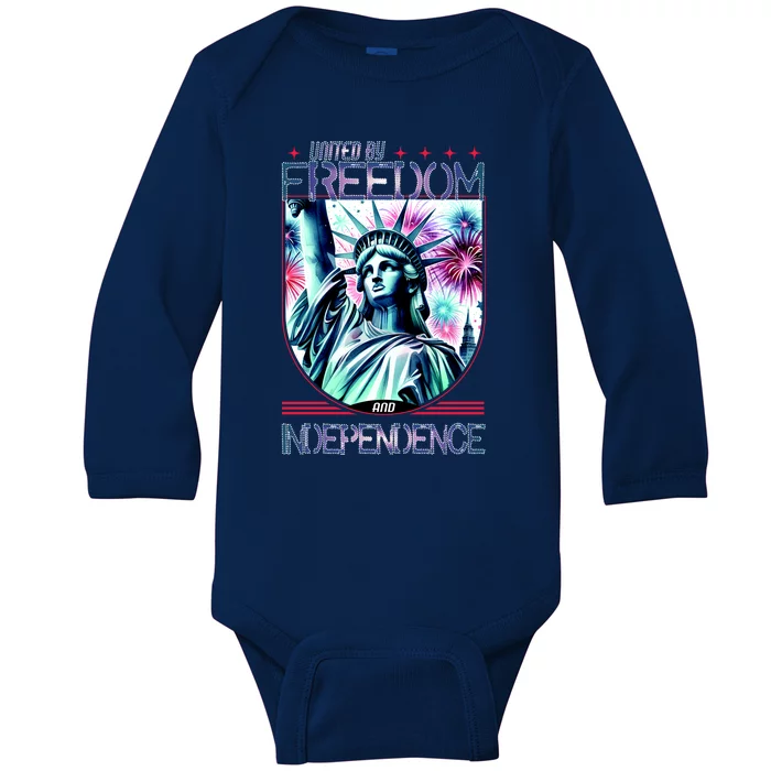 United By Freedom And Independence Baby Long Sleeve Bodysuit