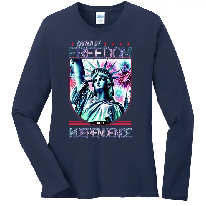 United By Freedom And Independence Ladies Long Sleeve Shirt