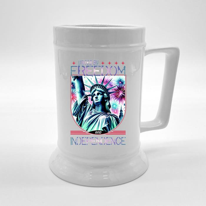 United By Freedom And Independence Front & Back Beer Stein