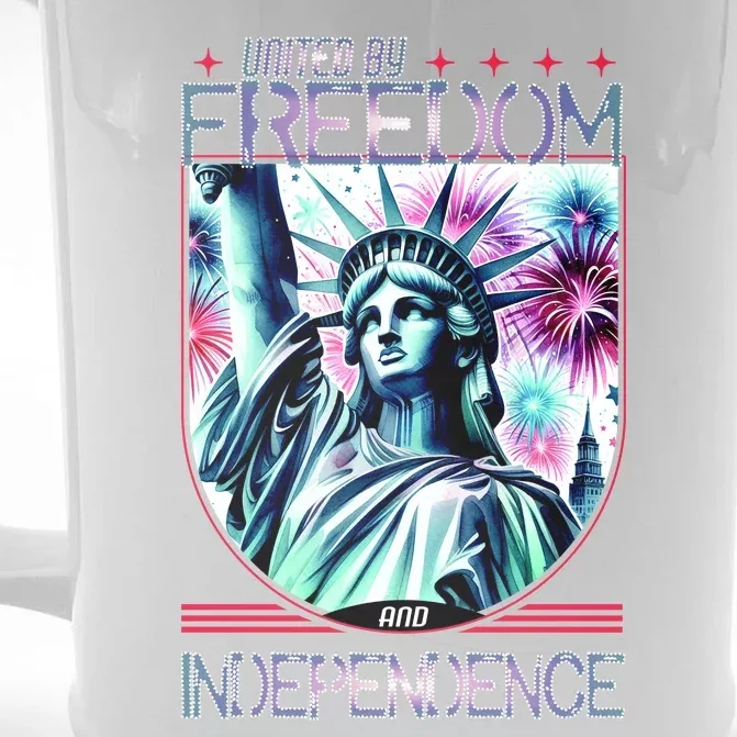 United By Freedom And Independence Front & Back Beer Stein