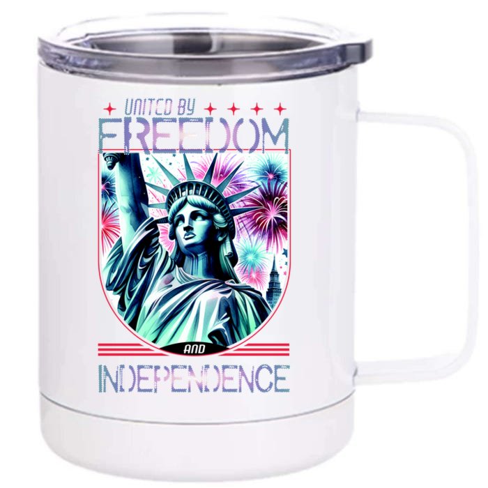 United By Freedom And Independence Front & Back 12oz Stainless Steel Tumbler Cup