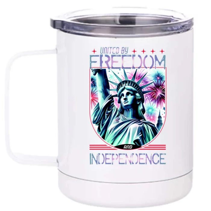 United By Freedom And Independence Front & Back 12oz Stainless Steel Tumbler Cup