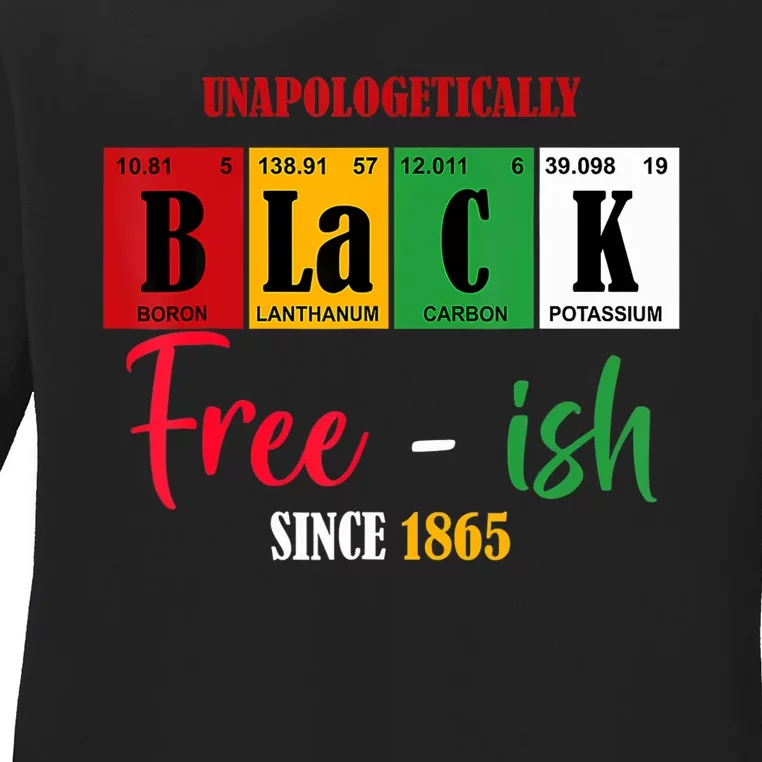 Unapologetically Black Freeish Since 1865 Juneteenth Ladies Long Sleeve Shirt