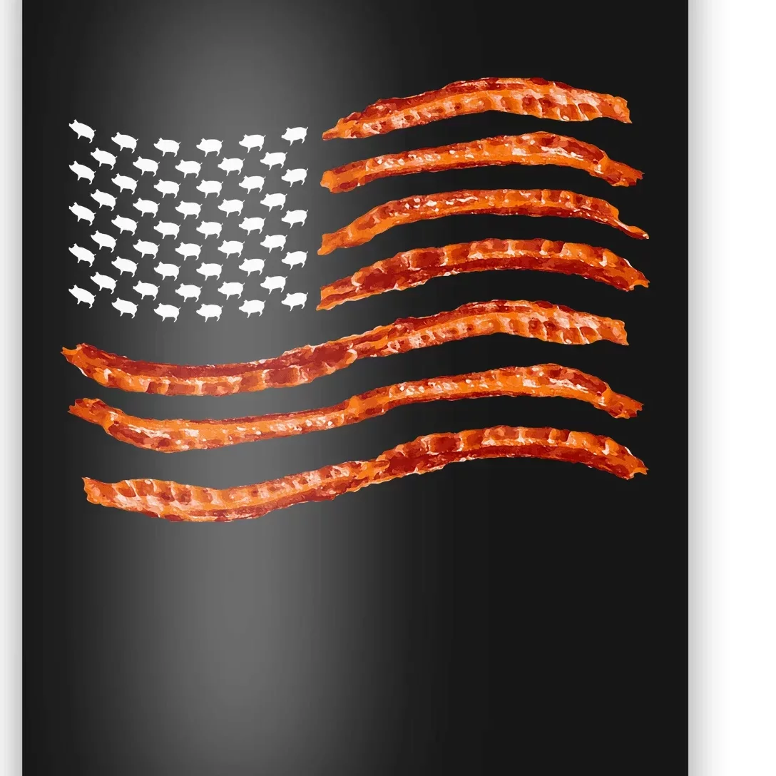 Usa Bacon Flag Cute Us Dried Pigs Funny 4th Of July Poster