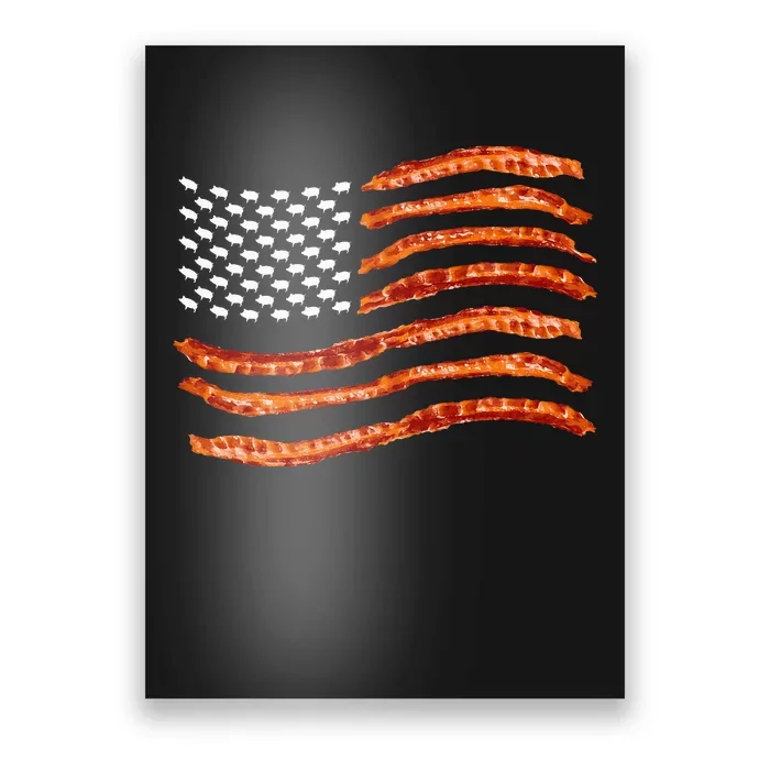 Usa Bacon Flag Cute Us Dried Pigs Funny 4th Of July Poster