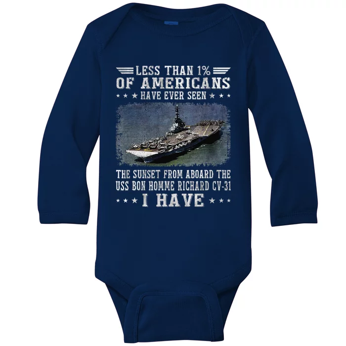 Uss Bon Homme Richard Cv31 Aircraft Carrier Sailor Veteran Baby Long Sleeve Bodysuit