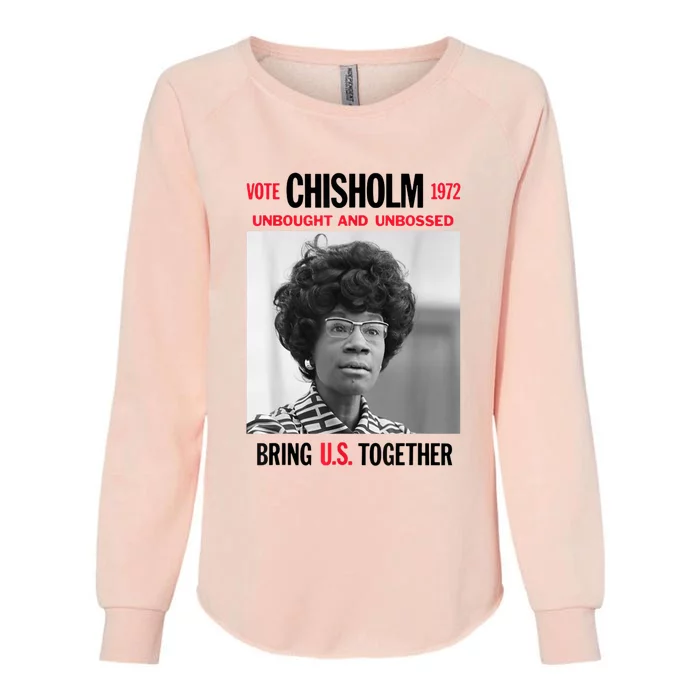 USA Black History Poster UNBOUGHT UNBOSSED Shirley Chisholm Womens California Wash Sweatshirt