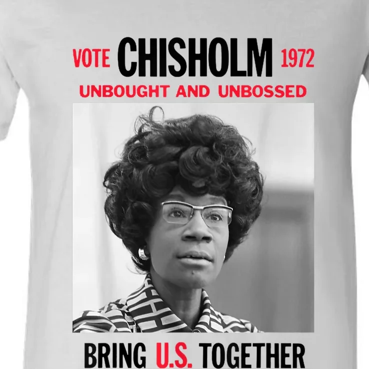 USA Black History Poster UNBOUGHT UNBOSSED Shirley Chisholm V-Neck T-Shirt