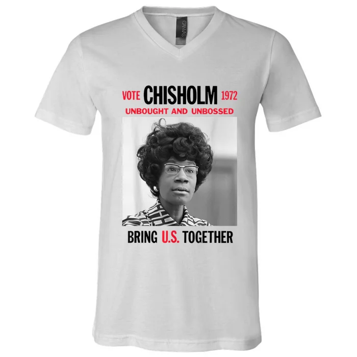 USA Black History Poster UNBOUGHT UNBOSSED Shirley Chisholm V-Neck T-Shirt