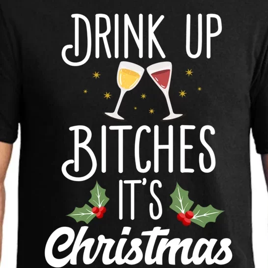 Up Bitches It's Christmas Adult Humor Xmas Wine Gift Pajama Set