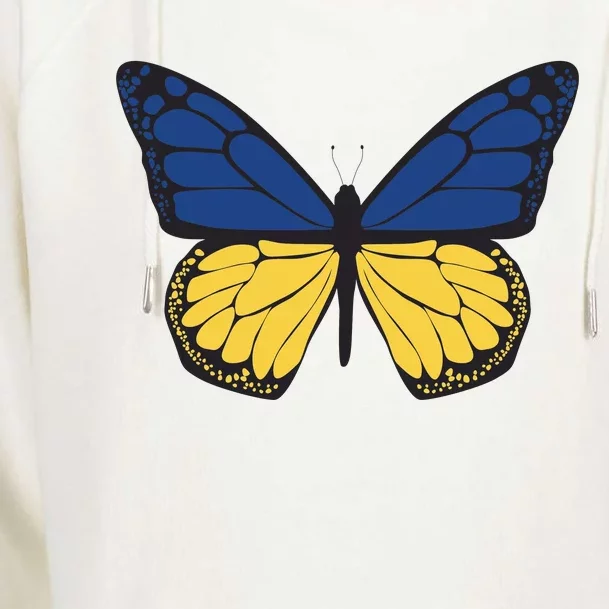 Ukraine Butterfly Illustration Womens Funnel Neck Pullover Hood