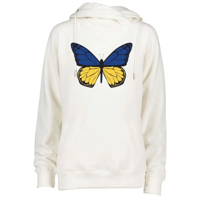 Ukraine Butterfly Illustration Womens Funnel Neck Pullover Hood