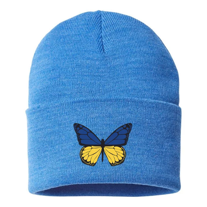 Ukraine Butterfly Illustration Sustainable Knit Beanie