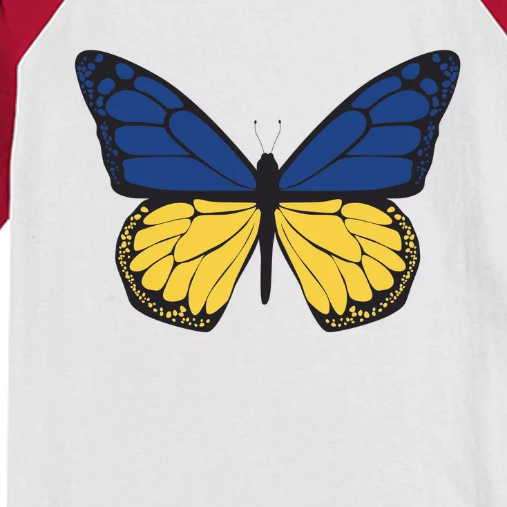 Ukraine Butterfly Illustration Kids Colorblock Raglan Jersey