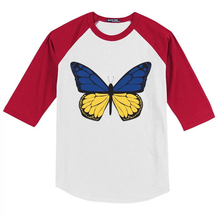 Ukraine Butterfly Illustration Kids Colorblock Raglan Jersey