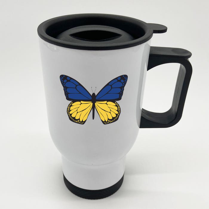 Ukraine Butterfly Illustration Front & Back Stainless Steel Travel Mug