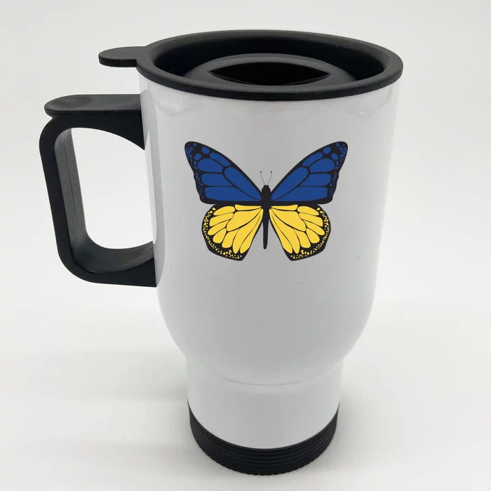 Ukraine Butterfly Illustration Front & Back Stainless Steel Travel Mug