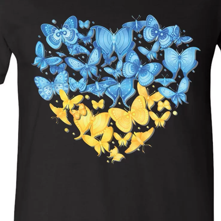 Ukrainian Butterfly Mashup Ukraine Flag V-Neck T-Shirt