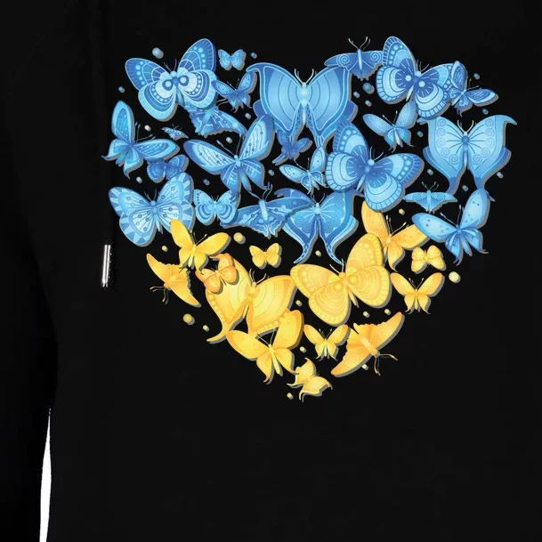 Ukrainian Butterfly Mashup Ukraine Flag Womens Funnel Neck Pullover Hood