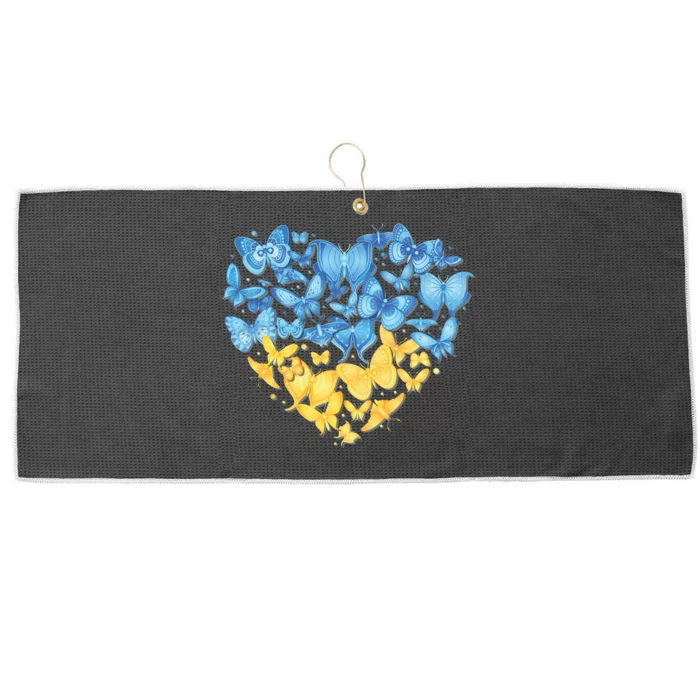 Ukrainian Butterfly Mashup Ukraine Flag Large Microfiber Waffle Golf Towel