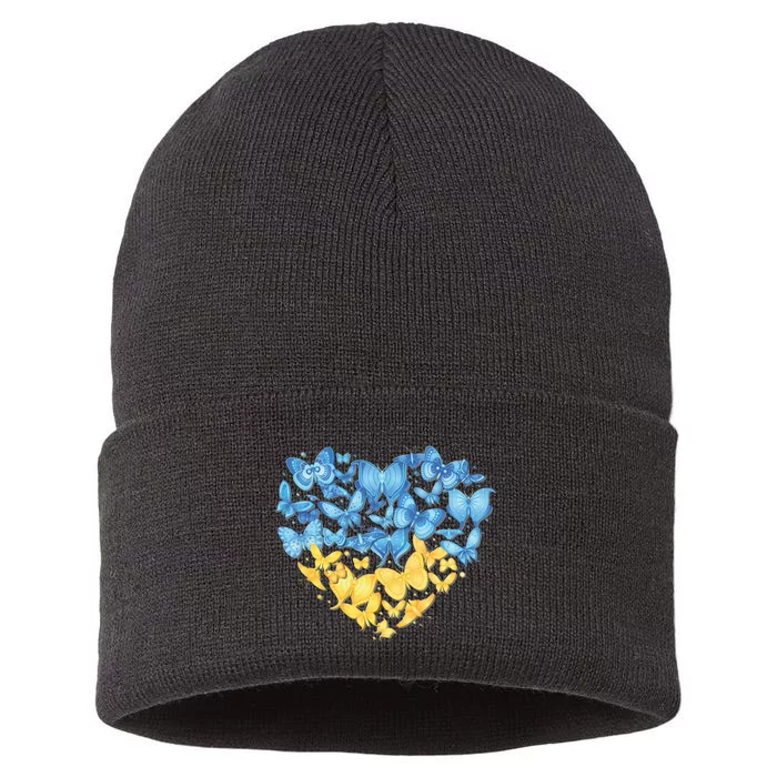 Ukrainian Butterfly Mashup Ukraine Flag Sustainable Knit Beanie