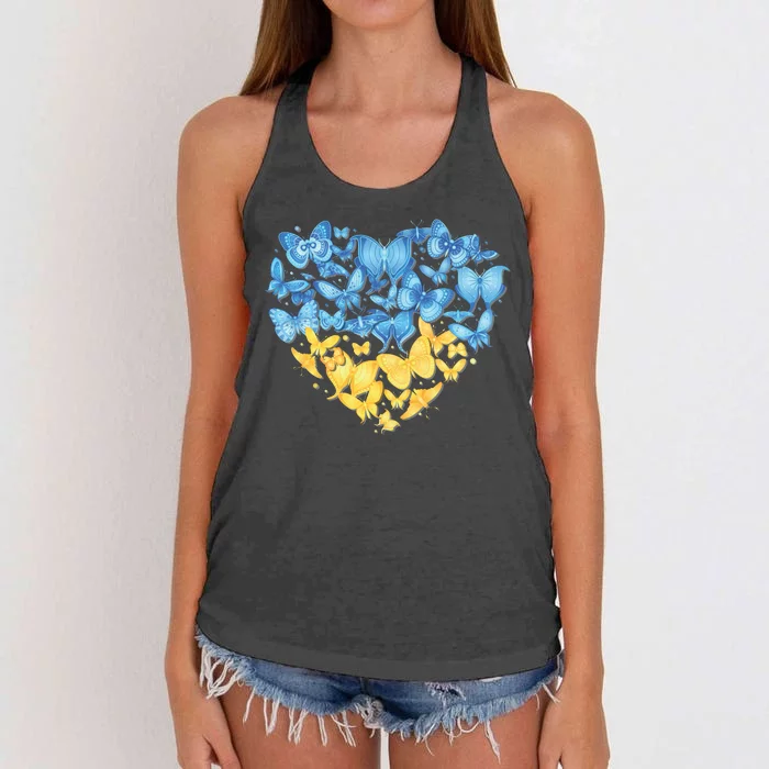 Ukrainian Butterfly Mashup Ukraine Flag Women's Knotted Racerback Tank