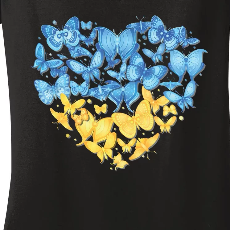 Ukrainian Butterfly Mashup Ukraine Flag Women's V-Neck T-Shirt