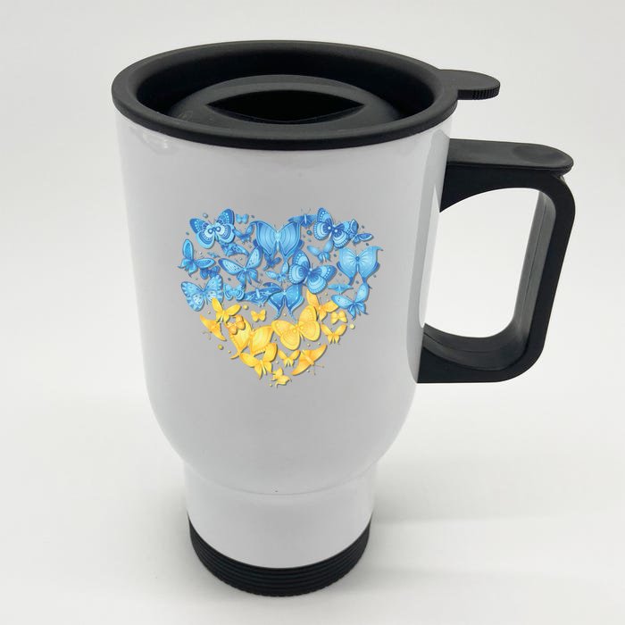 Ukrainian Butterfly Mashup Ukraine Flag Front & Back Stainless Steel Travel Mug