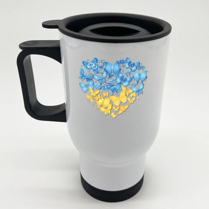 Ukrainian Butterfly Mashup Ukraine Flag Front & Back Stainless Steel Travel Mug