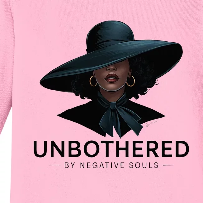 Unbothered By Negative Souls Sassy Black Girl Queen Ladies Baby Long Sleeve Bodysuit