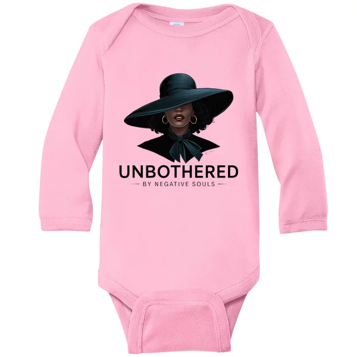 Unbothered By Negative Souls Sassy Black Girl Queen Ladies Baby Long Sleeve Bodysuit