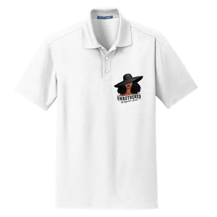 Unbothered By Negative Souls Sassy Black Girl Queen Ladies Dry Zone Grid Performance Polo