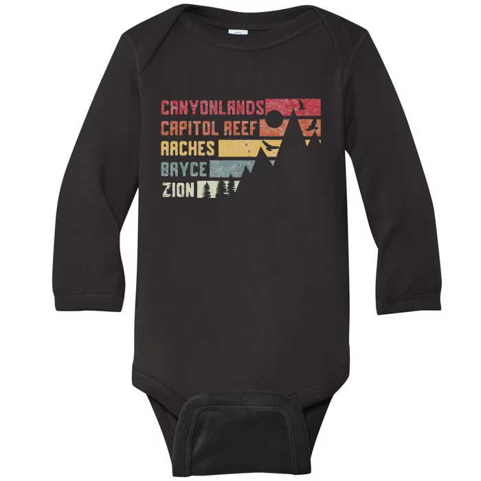 Utah Beehive State National Parks Mighty 5 Tee Bryce Moab Baby Long Sleeve Bodysuit