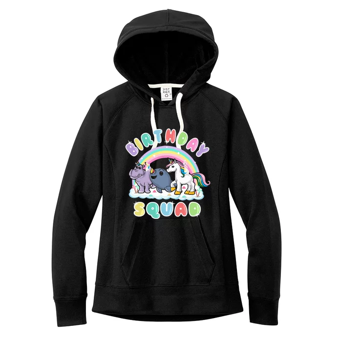 Unicorn Birthday Squad Narwhal Rhino Funny Humor Gift Women's Fleece Hoodie